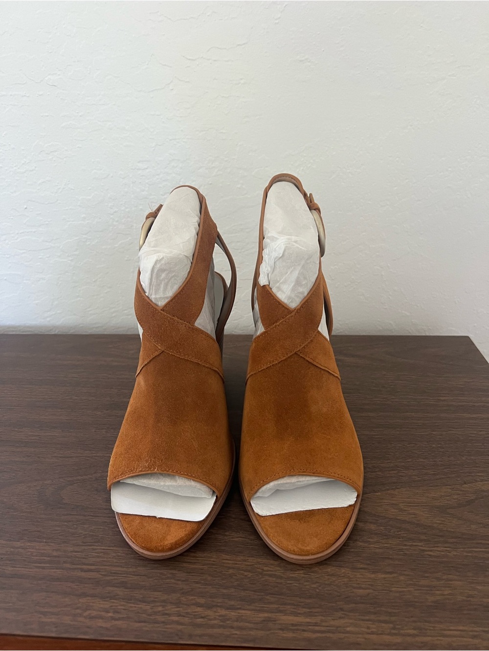 Marc Fisher Rust Suede Cross-Strap Slingback Sandals